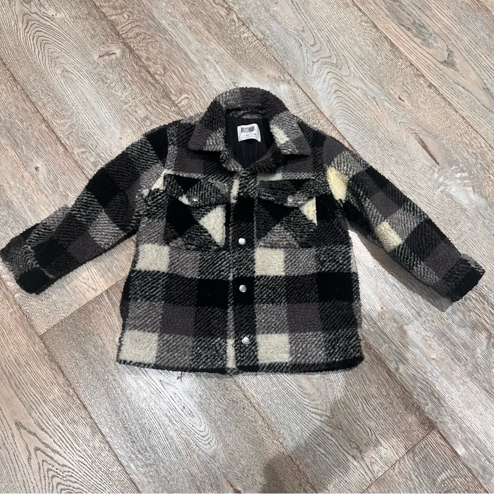 Zara Plaid Button-Up Jacket boys 6/7